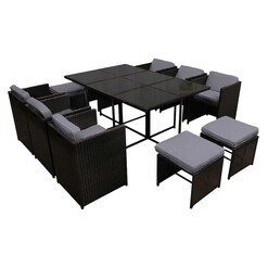 Picture of Capetown 11-Piece Outdoor Dining Set, Black Plastic Frisse Outdoors