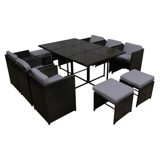 Picture of Capetown 11-Piece Outdoor Dining Set, Black Plastic Frisse Outdoors Picture of Capetown 11-Piece Outdoor Dining Set, Black Plastic Frisse Outdoors