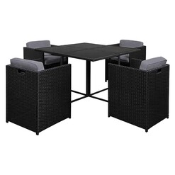 Picture of Capetown 5-Piece Outdoor Dining Set, Black Plastic Frisse Outdoors