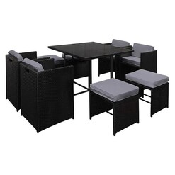 Picture of Capetown 9-Piece Outdoor Dining Set, Black Plastic Frisse Outdoors