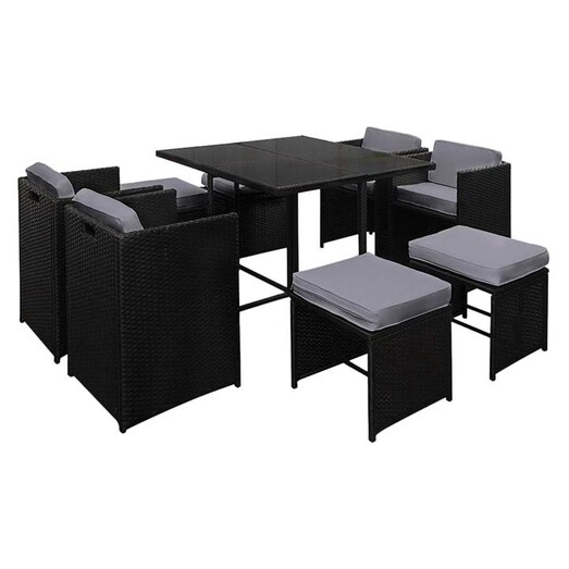 Picture of Capetown 9-Piece Outdoor Dining Set, Black Plastic Frisse Outdoors Picture of Capetown 9-Piece Outdoor Dining Set, Black Plastic Frisse Outdoors