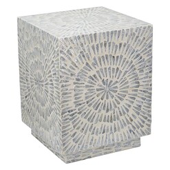 Picture of Capiz Square Accent Stool MDF White/Grey Alliance Furniture