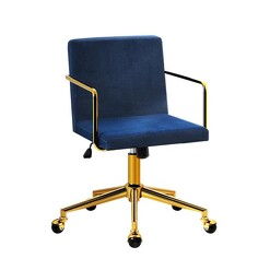 Picture of Caraway Velvet Office Chair Swivel Desk Chair Armchair Height Adjustable Royal Blue