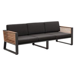 Picture of Caribbean Teak Outdoor 3 Seater Sofa Metal Charcoal Indosoul