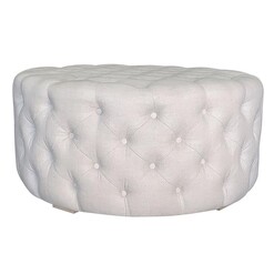 Picture of Carlton Fabric Round Ottoman Linen Oatmeal Jac Home Living