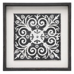 Picture of Carved Fleur Wall Decor Wood Distressed Black/White Artisan Homewares