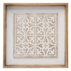 Picture of Carved Fleur Wall Decor Wood Natural/Distressed White Artisan Homewares