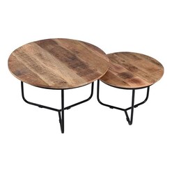 Picture of Casa Set of 2 Nesting Coffee Tables Metal Natural/Black Artisan Homewares