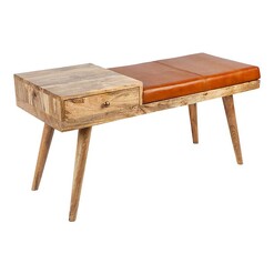 Picture of Castor Phone Bench Leather Brown Fab Habitat