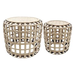 Picture of Cayman Set of 2 Bamboo Tables in Whitewash by j.elliot HOME