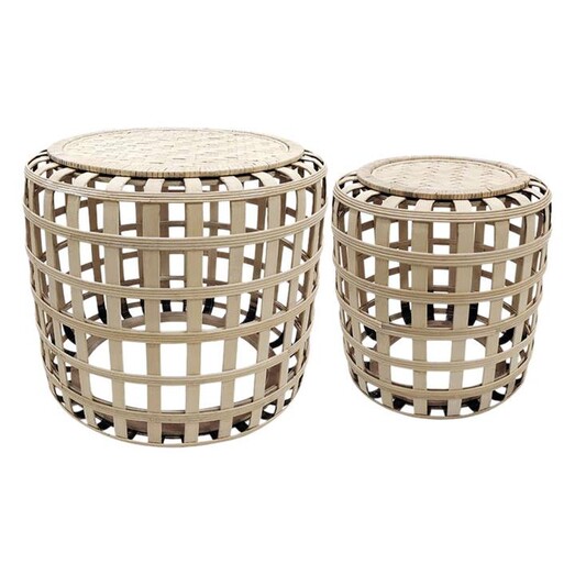 Picture of Cayman Set of 2 Bamboo Tables in Whitewash by j.elliot HOME