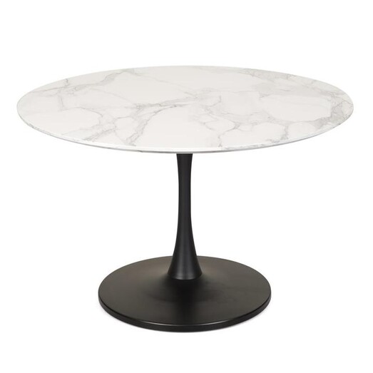 Picture of Cecil Round Dining Table Marble Effect 120cm - Matte Black Frame - White Sevella Picture of Cecil Round Dining Table Marble Effect 120cm - Matte Black Frame - White Sevella
