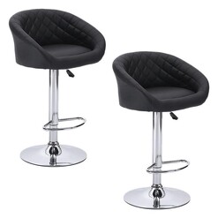 Picture of Cecille Set of 2 Upholstered Bar Stools Faux Leather Black Levede
