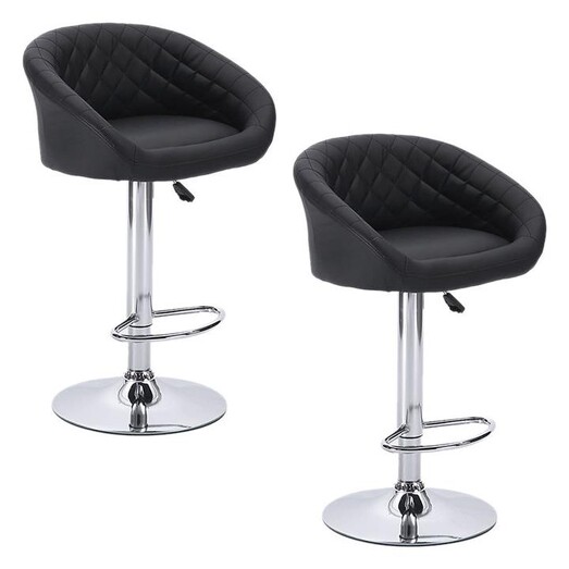 Picture of Cecille Set of 2 Upholstered Bar Stools Faux Leather Black Levede