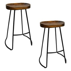 Picture of Cedro Tractor Bar Stool (Set of 2) Wood Black Resort Living