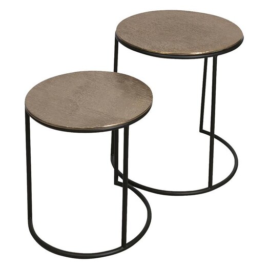 Picture of Charlton Side Table, Gold (Set of 2) in Black by Casa Uno