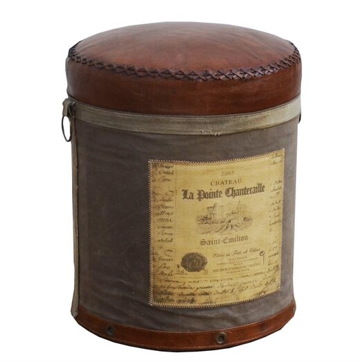 Picture of Chateau Vintage Rustic Round Foot Stool Ottoman