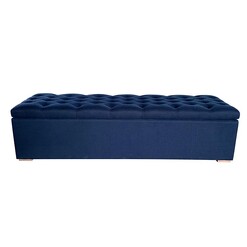 Picture of Chelsea Linen Storage Ottoman Size Large in Navy by Jac Home Living