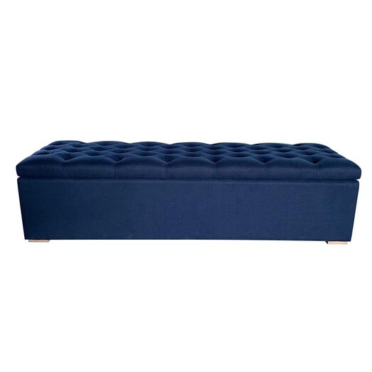 Picture of Chelsea Linen Storage Ottoman Size Large in Navy by Jac Home Living