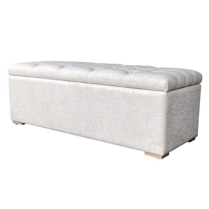 Picture of Chelsea Linen Storage Ottoman Size Small in Natural by Jac Home Living