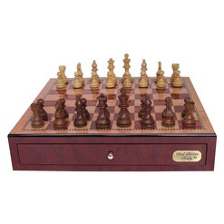 Picture of Chess Set Red Mahogany Finish with Drawers, Brown, 20in Wood Dal Rossi