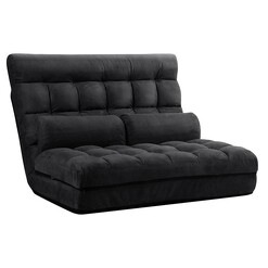 Picture of Chikern Suede 2 Seater Sofa Bed Fabric Charcoal Resort Living