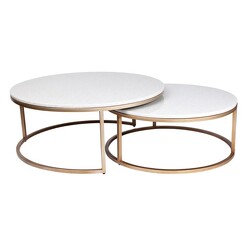 Picture of Chloe 2-Piece Nesting Coffee Table Set, Gold Stone White CAFE Lighting & Living