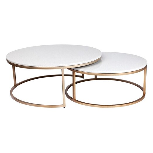 Picture of Chloe 2-Piece Nesting Coffee Table Set, Gold Stone White CAFE Lighting & Living