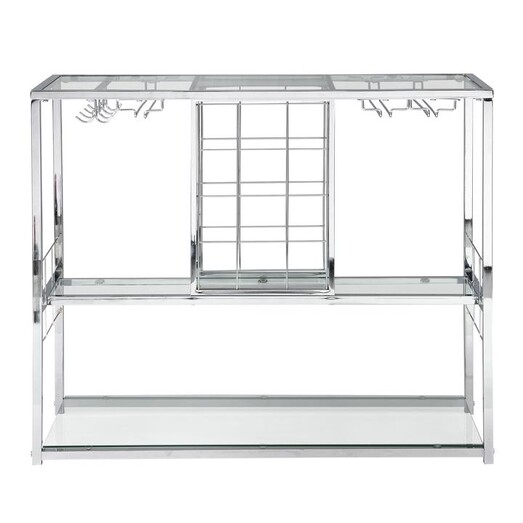 Picture of Chrome Wine Rack with Glass Shelves in Silver by IHOMDEC Picture of Chrome Wine Rack with Glass Shelves in Silver by IHOMDEC