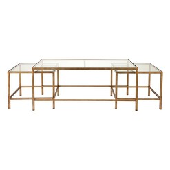 Picture of Cocktail Glass Top Nesting Coffee Table (Set of 3) in Antique Gold by CAFE Lighting & Living