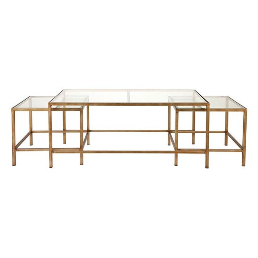 Picture of Cocktail Glass Top Nesting Coffee Table (Set of 3) in Antique Gold by CAFE Lighting & Living