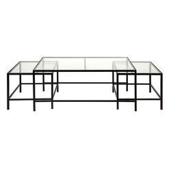 Picture of Cocktail Glass Top Nesting Coffee Table (Set of 3) in Black by CAFE Lighting & Living