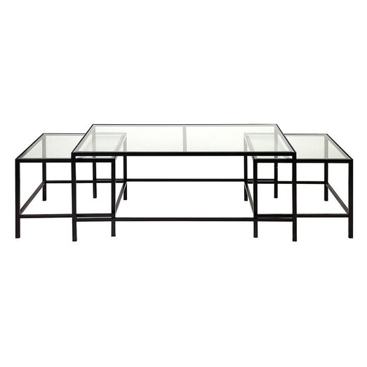 Picture of Cocktail Glass Top Nesting Coffee Table (Set of 3) in Black by CAFE Lighting & Living