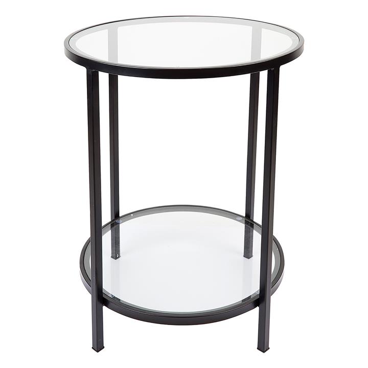 Picture of Cocktail Glass Top Round Side Table in Black by CAFE Lighting & Living