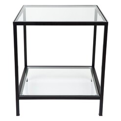 Picture of Cocktail Glass Top Square Side Table in Black by CAFE Lighting & Living