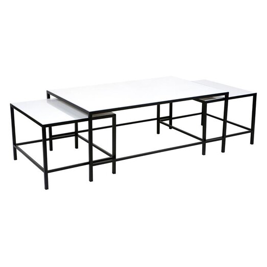 Picture of Cocktail Nesting Coffee Table, Black (Set of 3) Marble White CAFE Lighting & Living