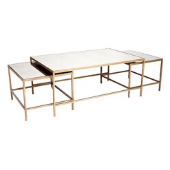 Picture of Cocktail Nesting Coffee Table, Gold (Set of 3) Metal CAFE Lighting & Living