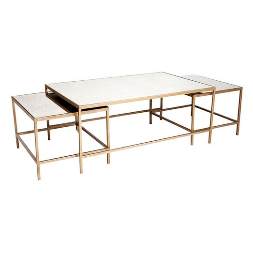 Picture of Cocktail Nesting Coffee Table, Gold (Set of 3) Metal CAFE Lighting & Living