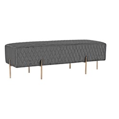 Picture of Cocono Velvet Quilted Ottoman in Charcoal by D&D Design