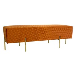 Picture of Cocono Velvet Quilted Ottoman in Orange by D&D Design