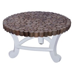 Picture of Coin Coffee Table Teak Grey Wash/White Wash Whiskey Boyd Design