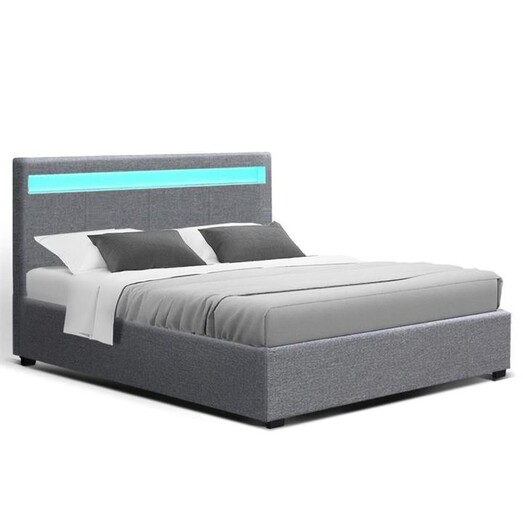 Picture of Cole LED Bed Frame Fabric Gas Lift Storage - Grey Double