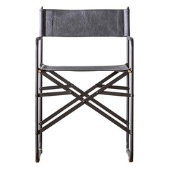 Picture of Coley Set of 2 Directors Chairs Leather Black Castle Road Interiors