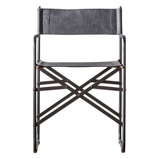 Picture of Coley Set of 2 Directors Chairs Leather Black Castle Road Interiors