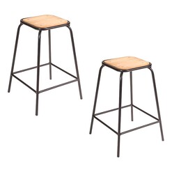 Picture of Concept Tube Bar Stool, Black, 65 cm (Set of 2) Wood Black/Brown SLH