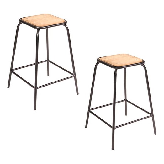 Picture of Concept Tube Bar Stool, Black, 65 cm (Set of 2) Wood Black/Brown SLH