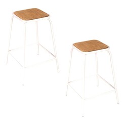 Picture of Concept Tube Bar Stool, White, 65 cm (Set of 2) Wood White/Brown SLH