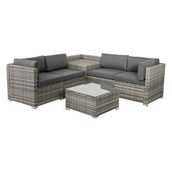Picture of Coogee 6-Piece Modular Outdoor Lounge Set Polyethylene Grey/Black Dreamo Living
