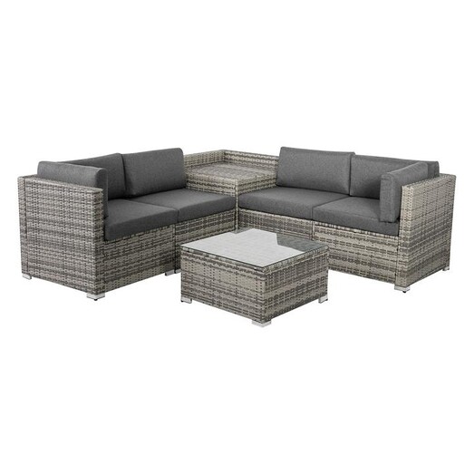 Picture of Coogee 6-Piece Modular Outdoor Lounge Set Polyethylene Grey/Black Dreamo Living