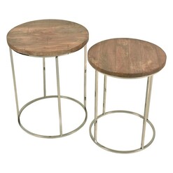 Picture of Cooper Side Table (Set of 2) Wood Natural/Silver Casa Uno